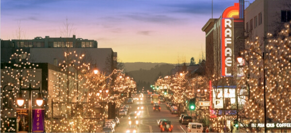 Photo of San Rafael at Dusk, Thomas Henthorne Top Agent Marin, city lights and Rafael Theater