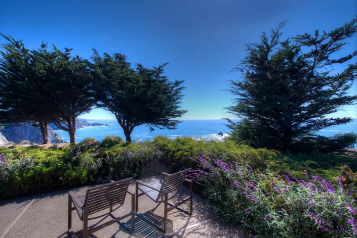 One of the decks at Sea Arches Mendocino coastal home for sale