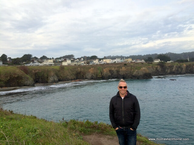 Photo of Your Marin Realtor Blocking the View of the Town of Mendocino