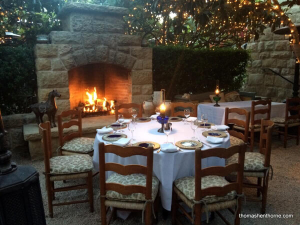 an outdoor table at Plow & Angel