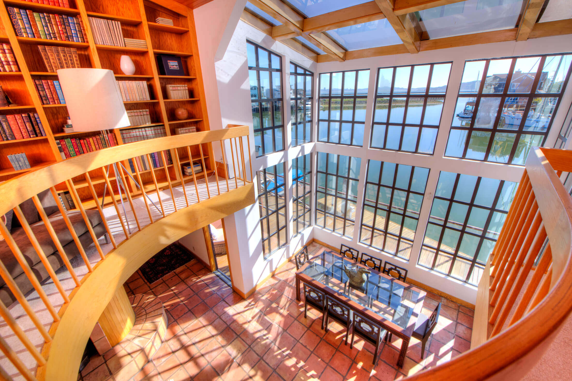 1292 Sanderling Island Point Richmond looking down on dining area from library