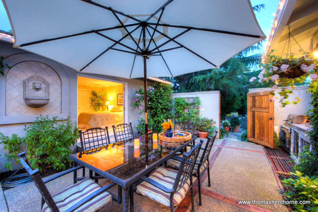 Outdoor Dining With Bedroom In Distance