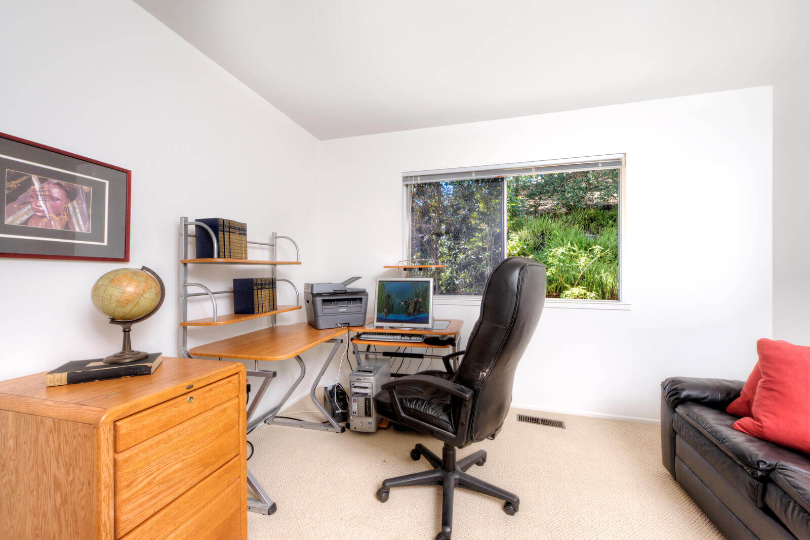 Office with chair and sofa