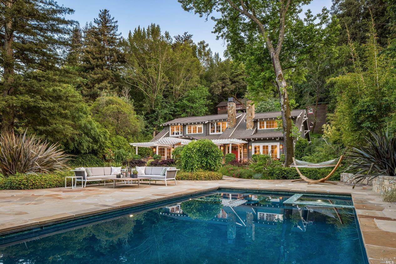 Pool view of 170 Laurel Grove Avenue in Ross California