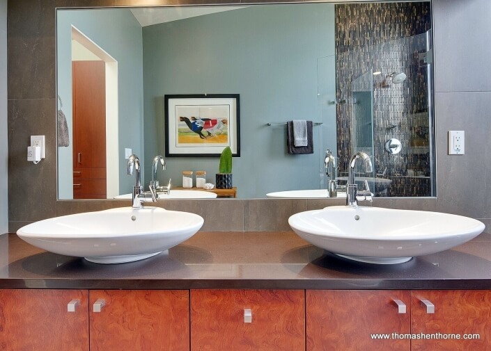 Master bathroom dual vessel sinks