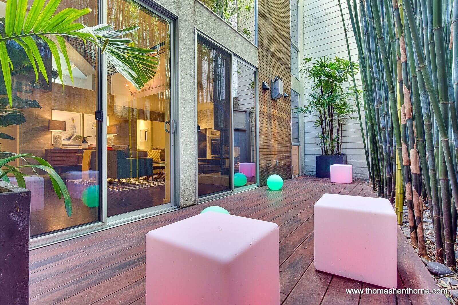 Outdoor deck with timber bamboo off living room