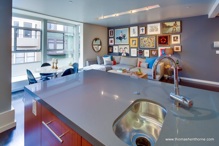 Kitchen island at 124 Lily Street San Francisco