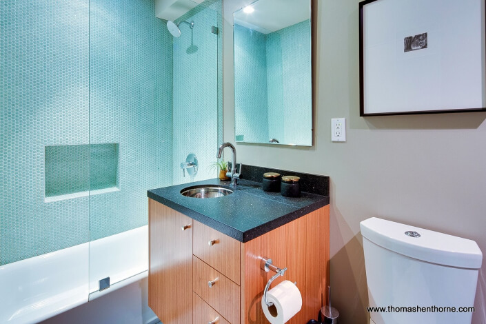 Bathroom with mosaic tile