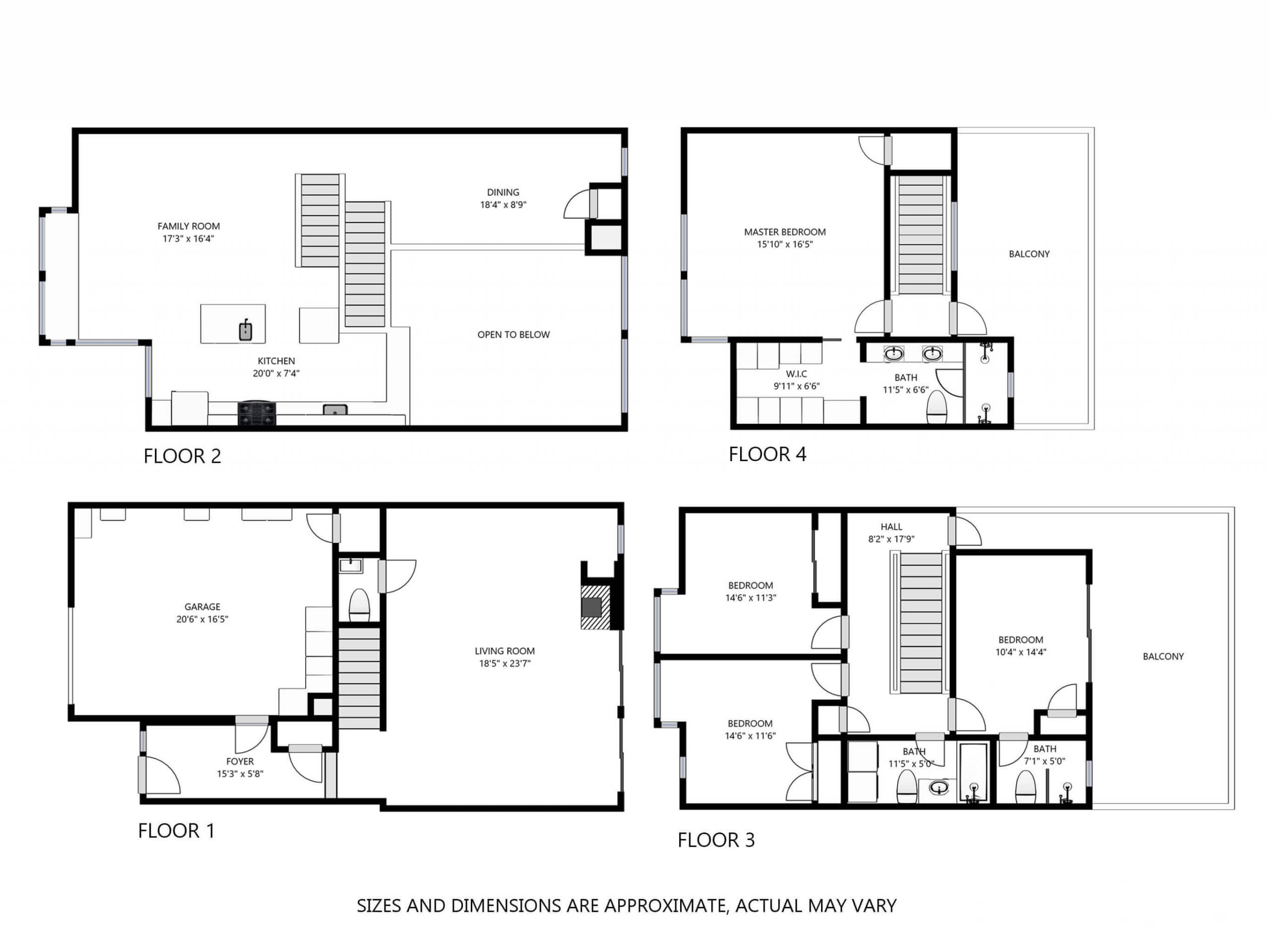 124 Lily Street San Francisco Floorplan Showing All 4 Floors