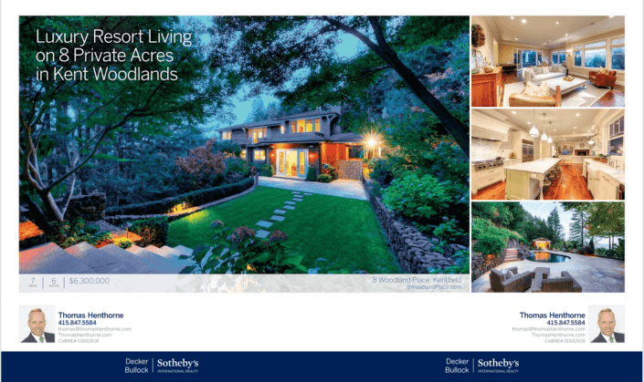 Advertisement in Marin Magazine for 8 Woodland Place in Kentfield