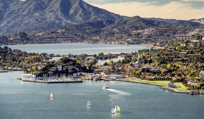 Aerial photo of Tiburon, California