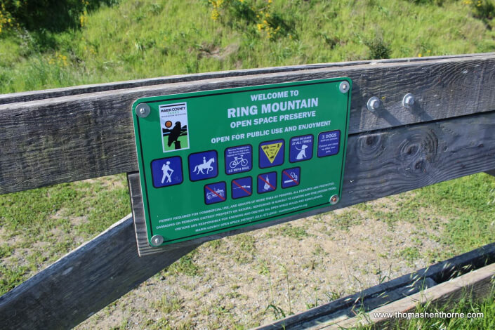 Sign with rules of the Ring Mountain Trail