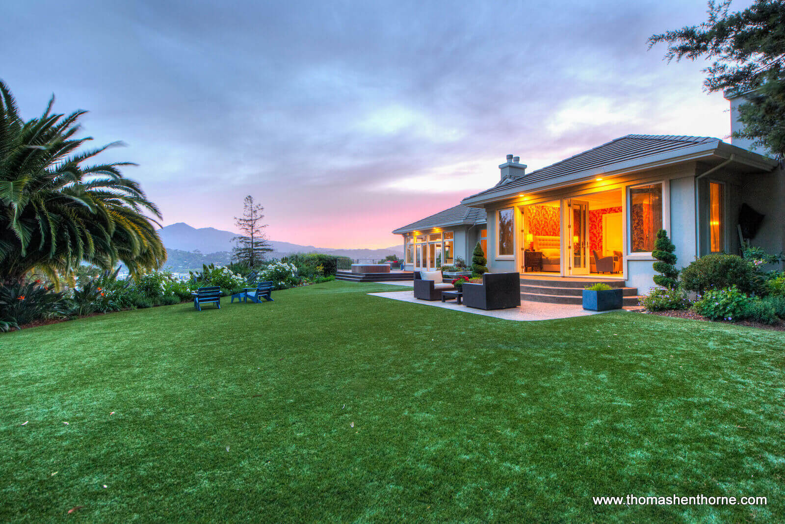 Master bedroom opens onto lawn