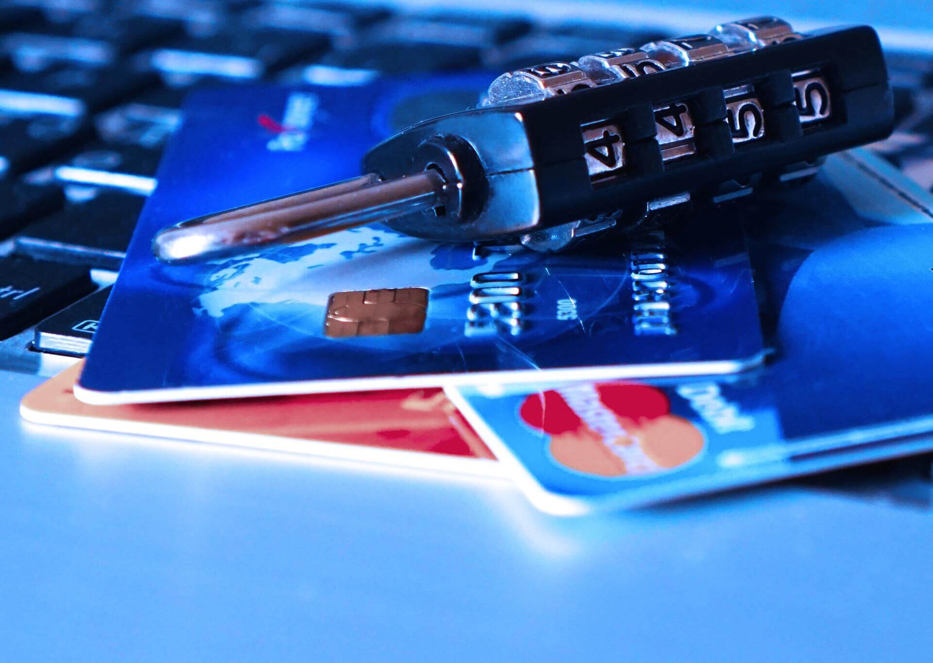 Photo of credit cards and padlock for data breach advice story