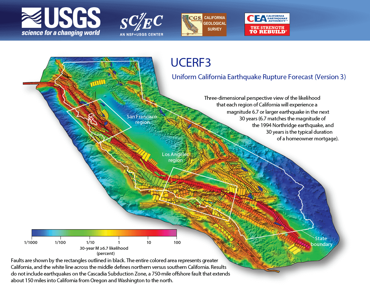 California Earthquake Forecast Map from USGS