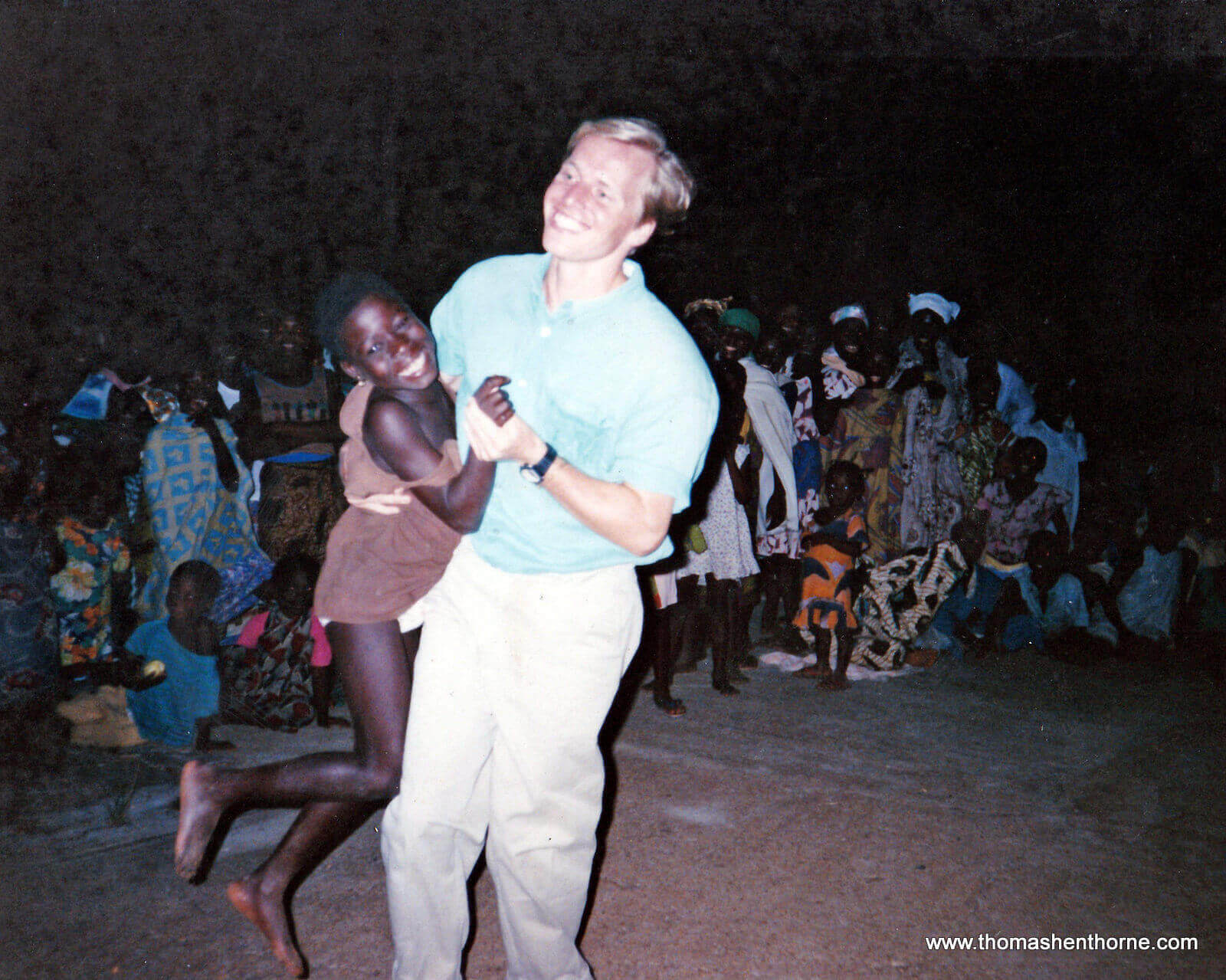 Peace Corps Volunteer Thomas Henthorne Dancing at the American/Togolese Fete