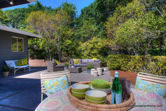 Back patio at 180 Altura Way in Greenbrae, California