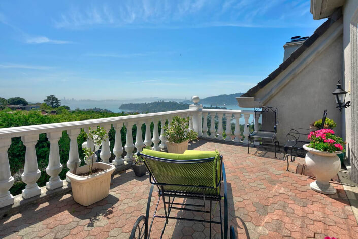 Patio with view of San Francisco skyline