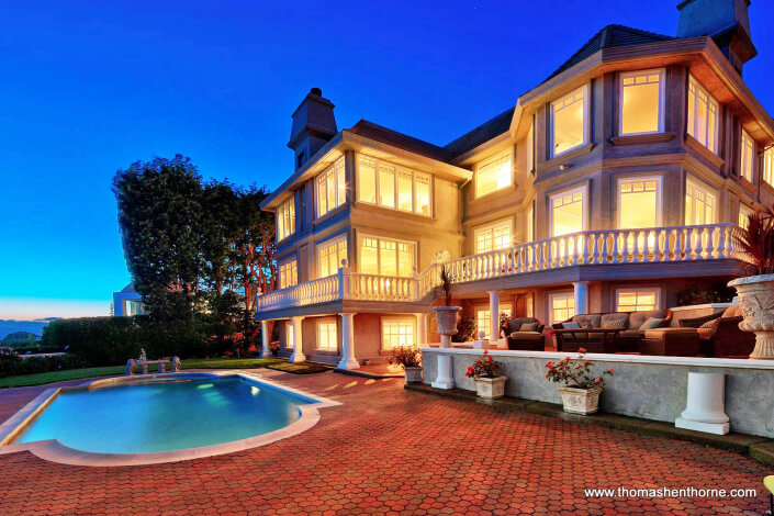 190 Gilmartin Drive in Tiburon, California Swimming Pool and Back Exterior of Home