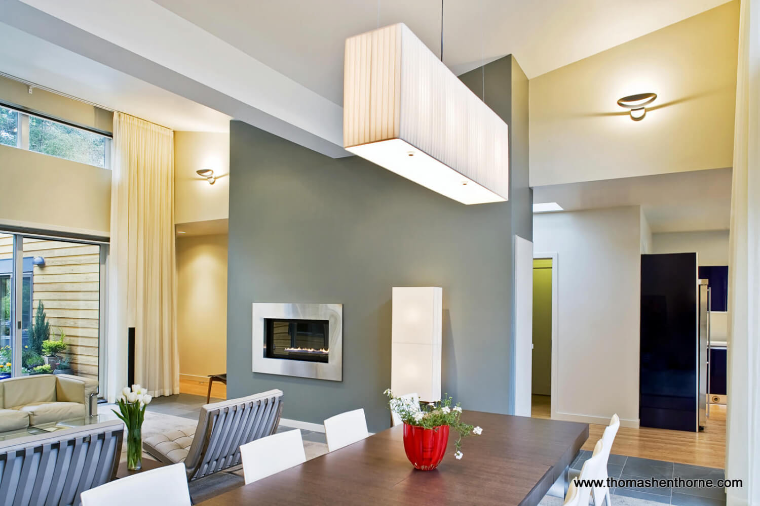 Dining area looking into kitchen