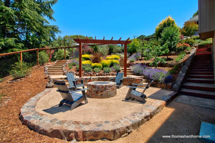 View of Firepit and Stairs