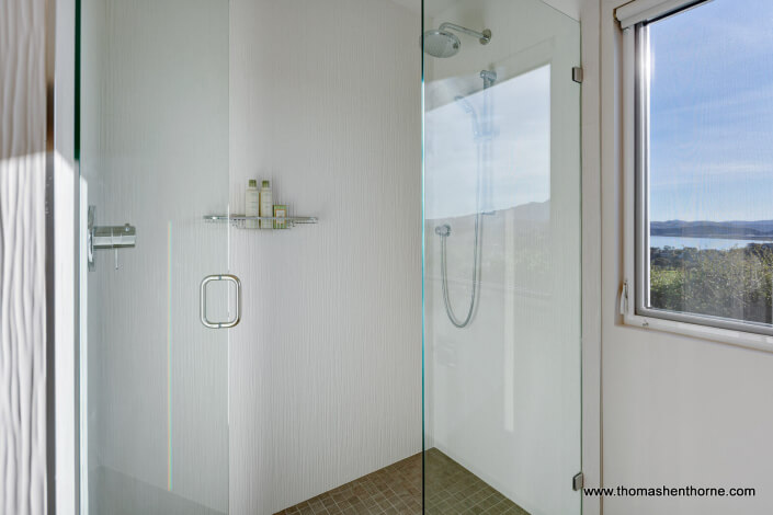 Modern glass surrounded shower