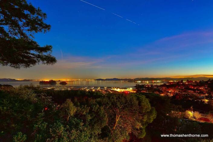View of San Francisco Bay / San Pablo Bay at twilight