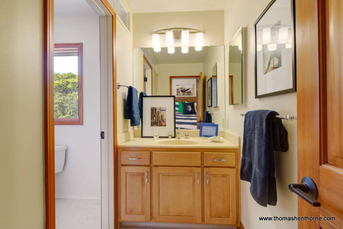 Sink with blue towels