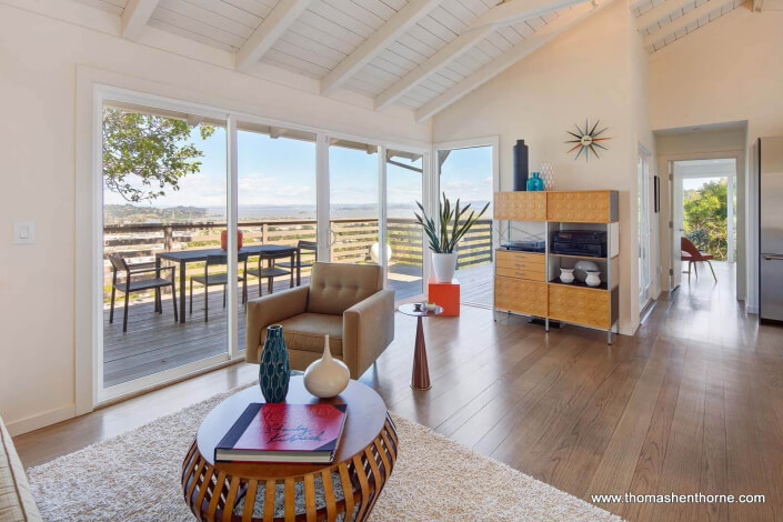 Modern room with hardwood floors