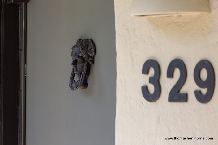door knocker and address