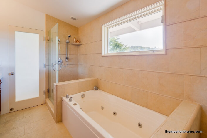 Jetted tub in master bathroom