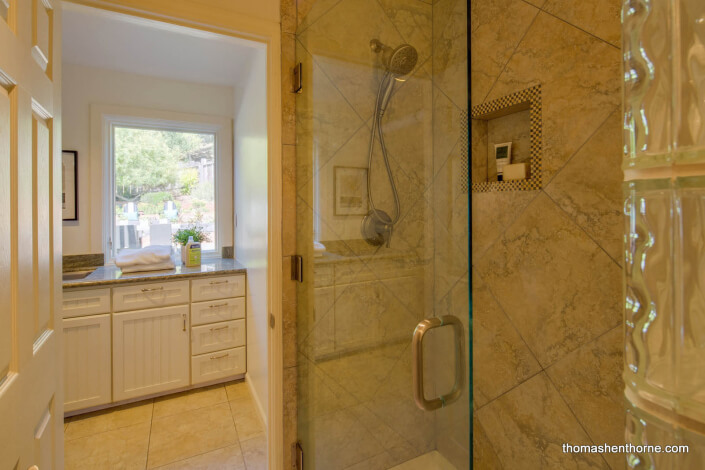 Shower stall with glass door