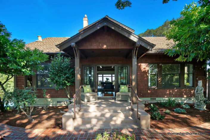 Front exterior of historic Craftsman home in San Rafael California