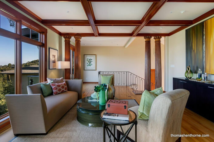 Room with sofa and chair and coffee table