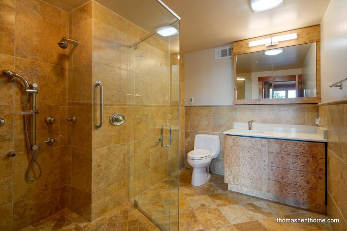 Bathroom with large walk in shower