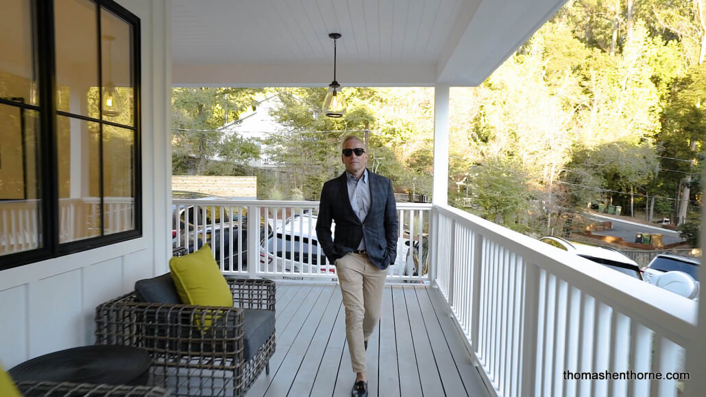 Thomas Henthorne on front porch of 31 Gold Hill Ave in San Rafael