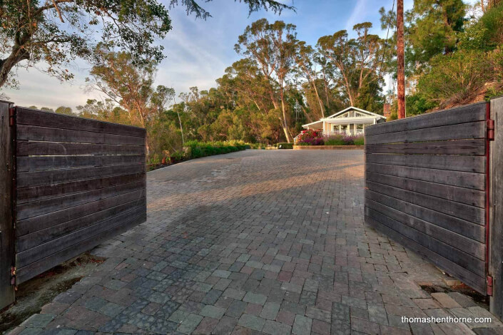 Entry gate with paver driveway