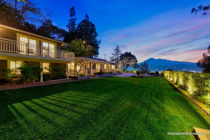 Large lawn area with Mt. Tamalpais in distance