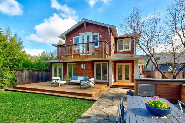 Backyard of Craftsman home