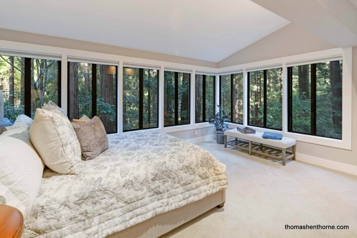 Bedroom with forest view