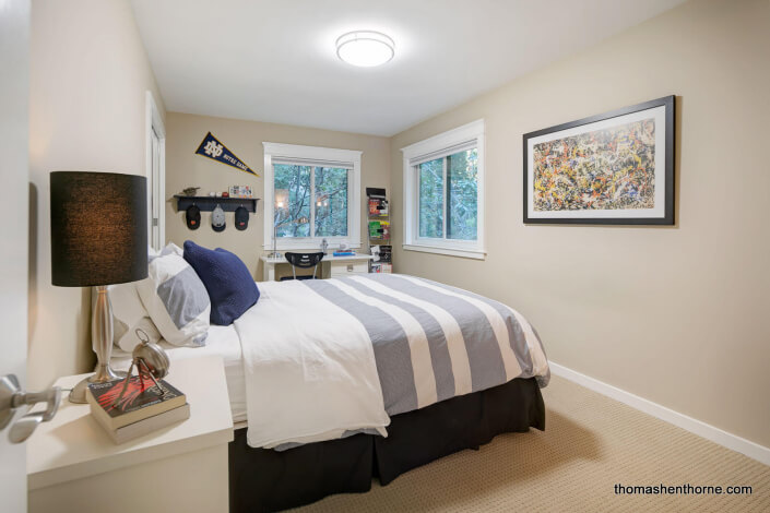 Bedroom with two windows