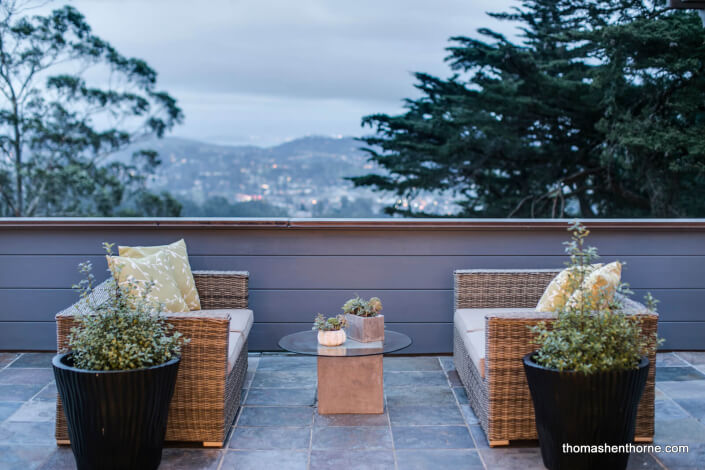 Two outdoor wicker chairs