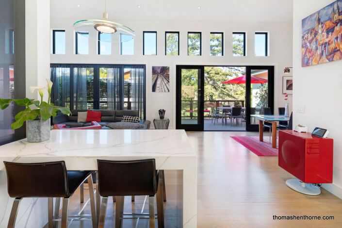 waterfall counter in modern home