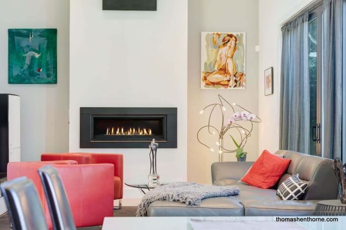 Gas fireplace rectangular in modern home