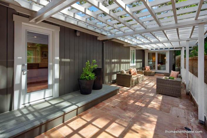 Patio with trellis overhead