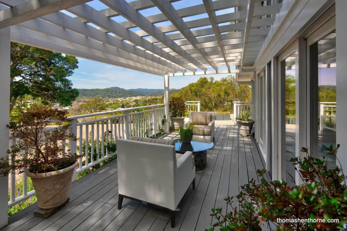 Shaded porch with trellis