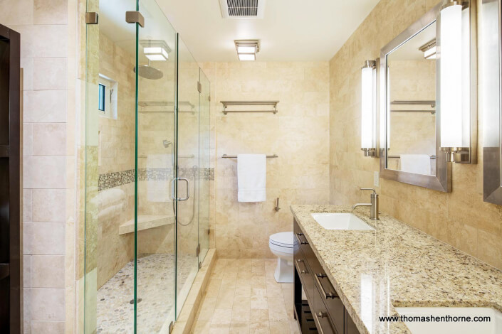 Master bathroom with granite countertops