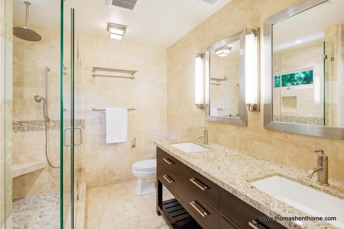 Master bathroom with granite countertops