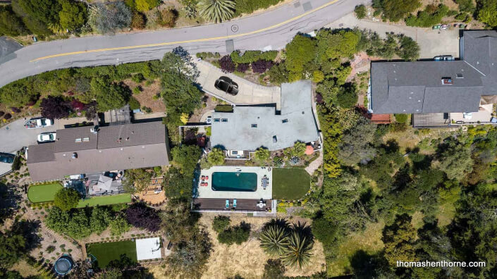 high aerial view of home