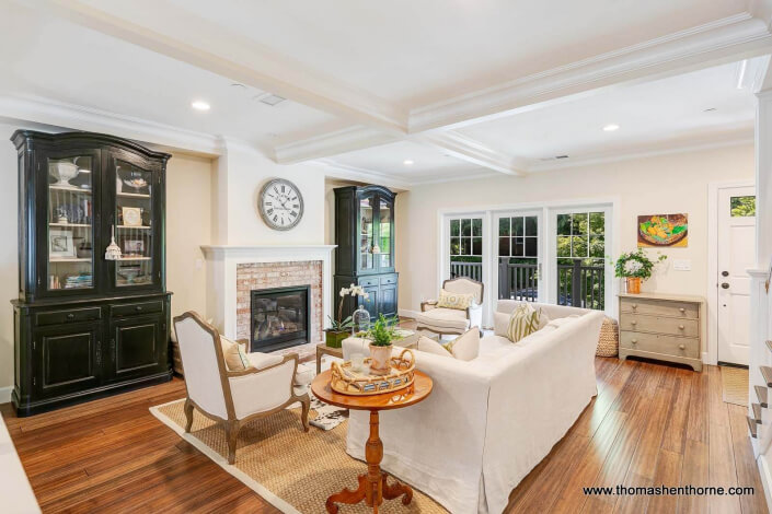 living room with gas fireplace